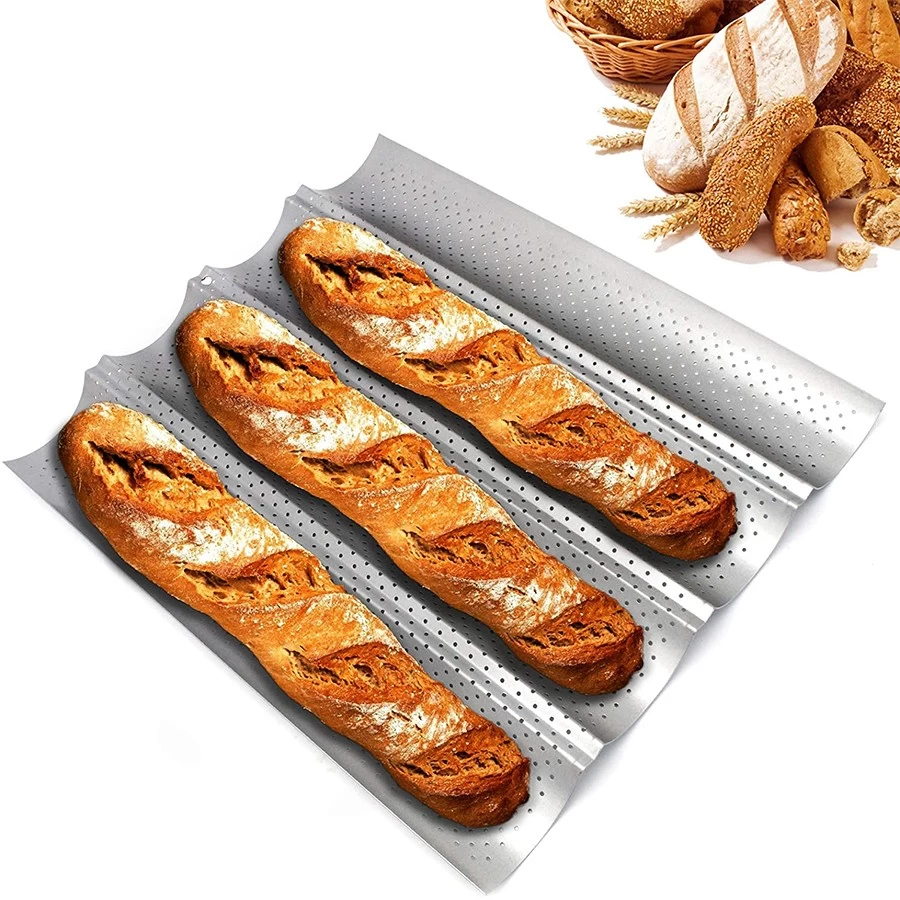 Modernas bandejas para hornear de aluminio anodizado Moldeador de pan baguette francés