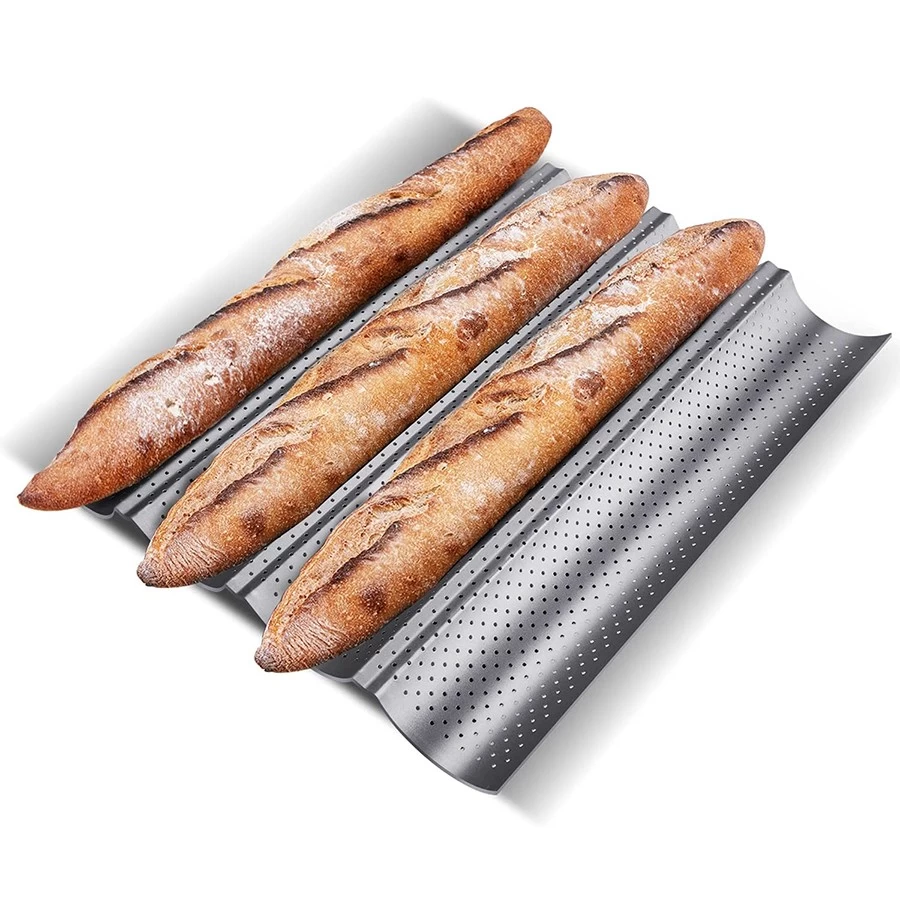 Modernas bandejas para hornear de aluminio anodizado Moldeador de pan baguette francés