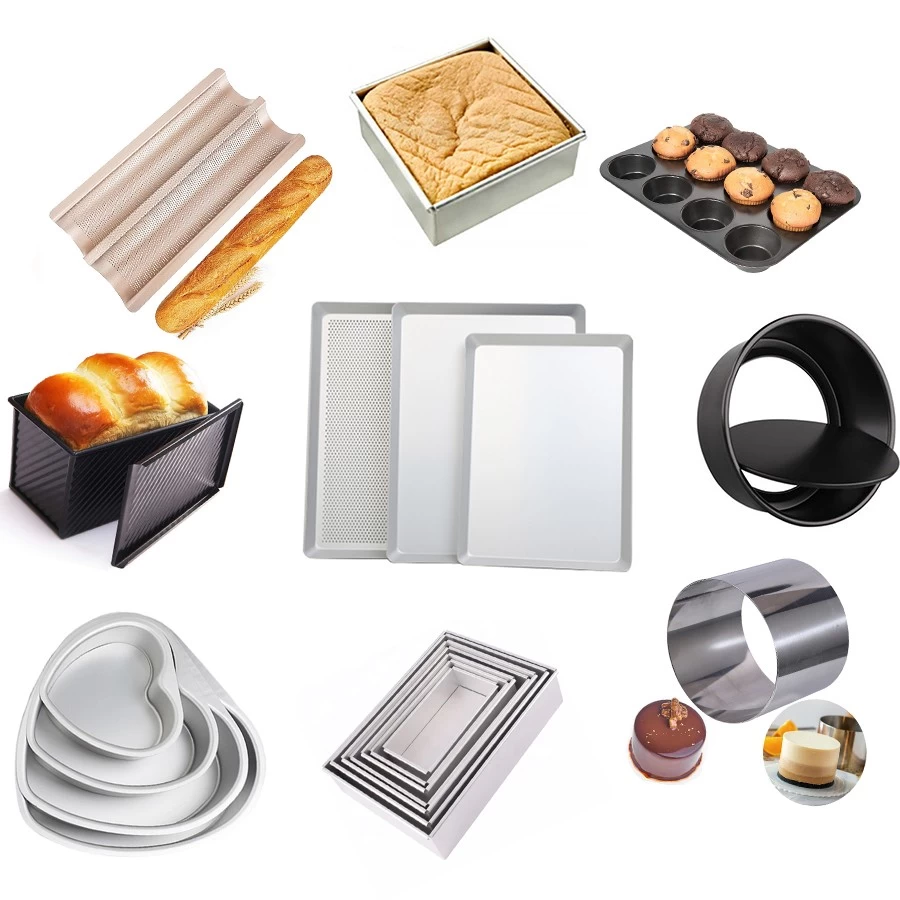 China Aluminum Moussecake Moulds Baking Trays Supplies Bread Loaf Pans Cookie Sheet Donut Pan Cake manufacturer