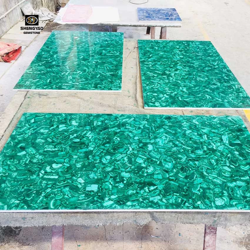 Streifen Textur Grüne Malachit Edelsteinplatte