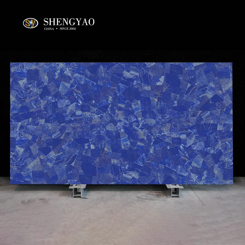 Dalle de pierres précieuses bleu lazuli bleu