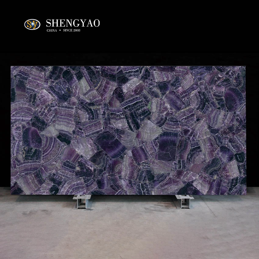 Texture à rayures Violet Fluorite GemeStone Dalle