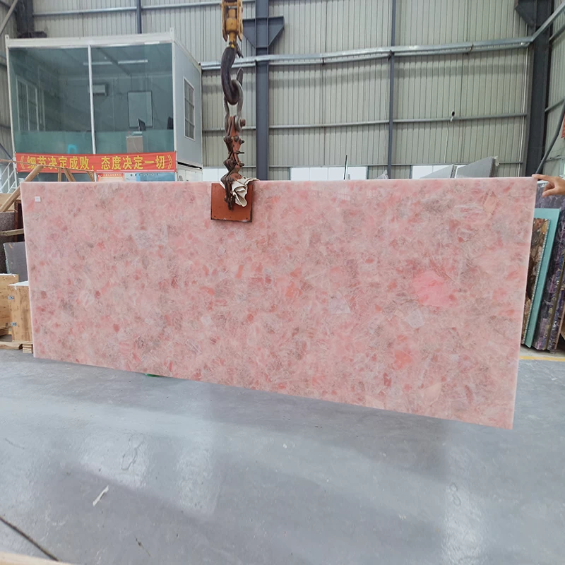 Dalle de pierres précieuses en cristal rose quartz rose