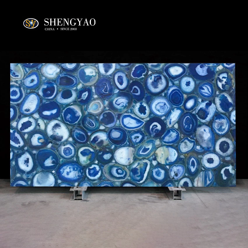 China Blue Agate Gemstone Slab manufacturer