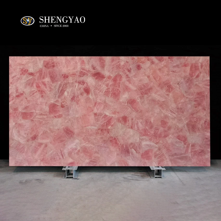 China Laje de cristal rosa de quartzo rosa fabricante