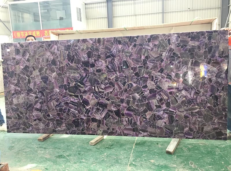 Stripe Texture Purple Fluorite Gemstone Slab
