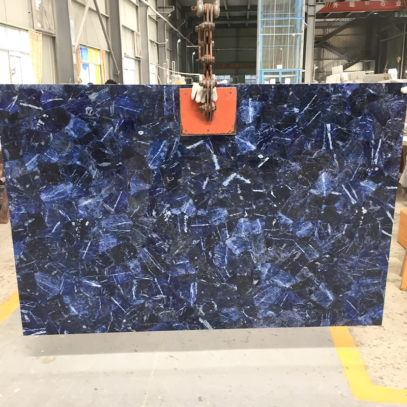 لوح أحجار كريمة من اليشب الأزرق سوداليتي الأزرق | ألواح الحجر شبه الكريمة الشفافة المصنعة في الصين