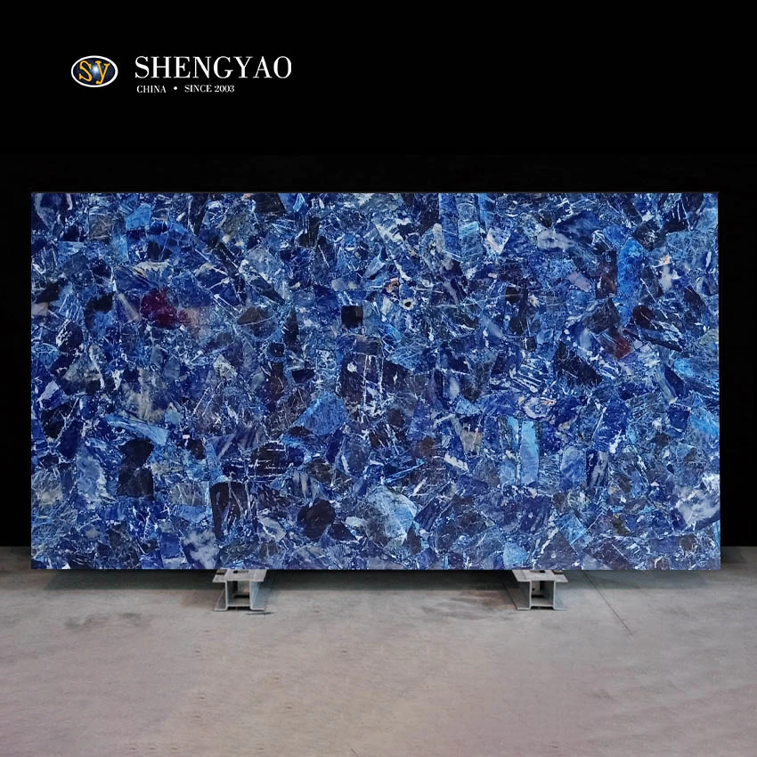 Blue Sodalite Blue Jasper Gemstone Slab | Translucent Semi Precious Stone Slabs Manufacturer China