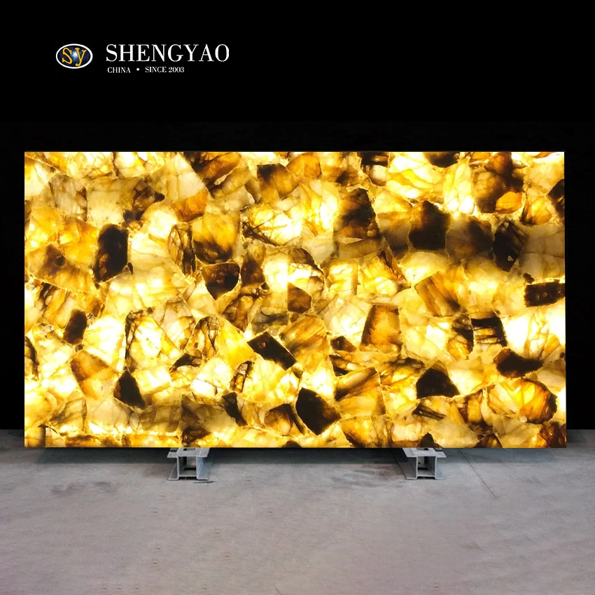 Китай Плита из драгоценных камней с дымчатым кристаллом и подсветкой производителя