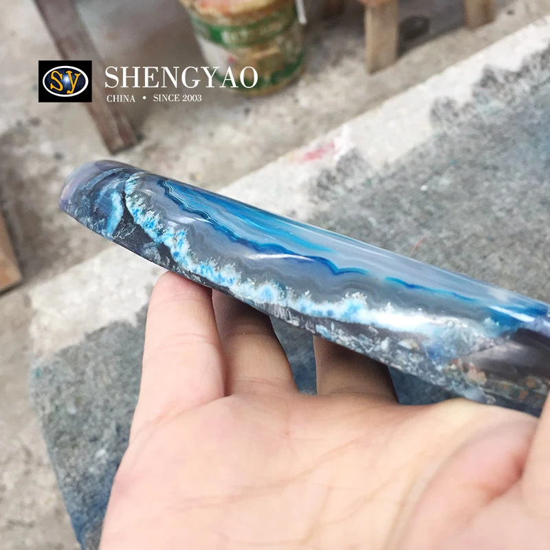 Customized Solid Blue Agate Table Top