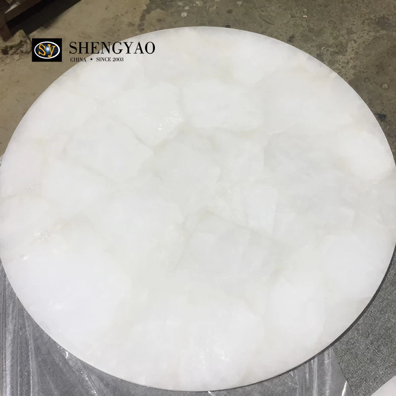 Customized Round White Crystal Table Top