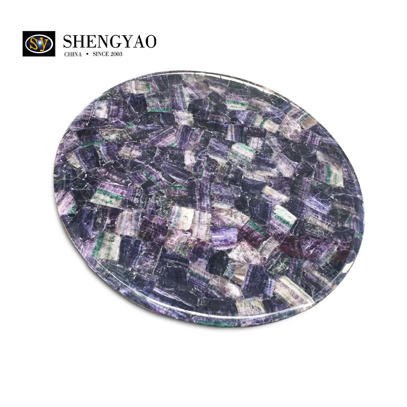 Best Price Purple Fluorite Table Top Semi Precious Stone Countertop