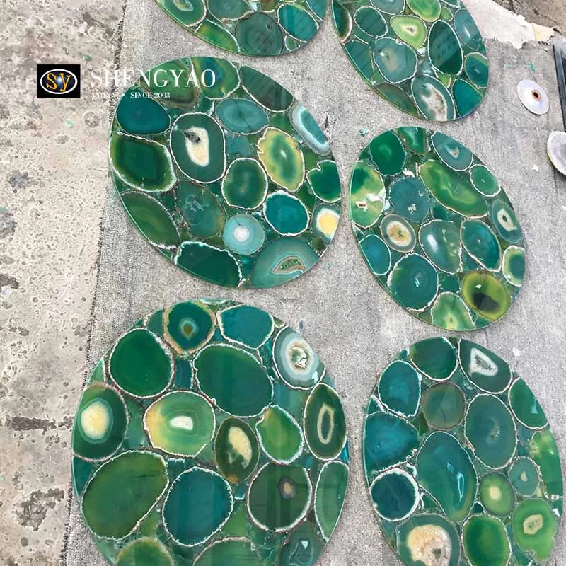 Backlit Green Agate Table Top On Sale