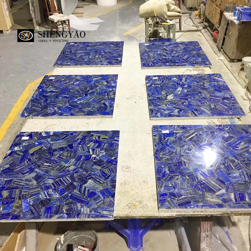 Dalle de pierres précieuses de carreaux de Lapis Lazuli 600 X 600 personnalisée
