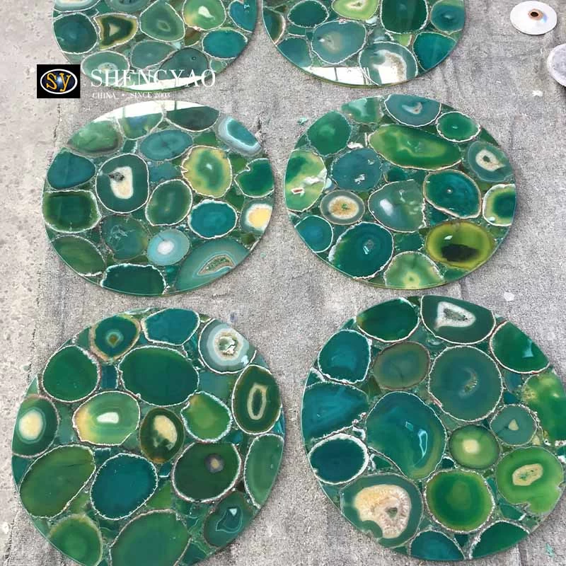 Backlit Green Agate Table Top On Sale