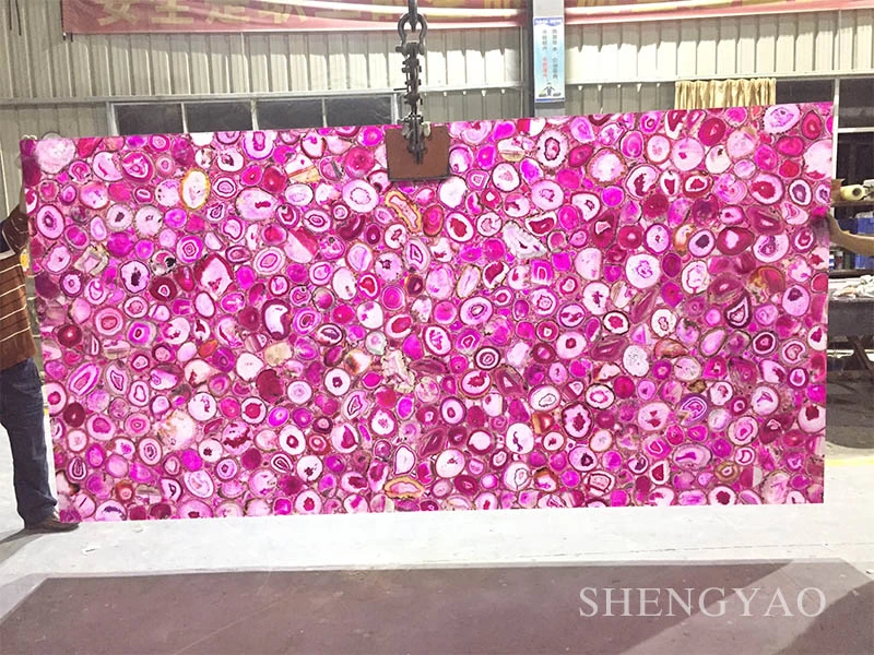 Backlit Pink Agate Stone Slab | Factory Price