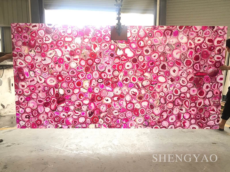 Backlit Pink Agate Stone Slab | Factory Price