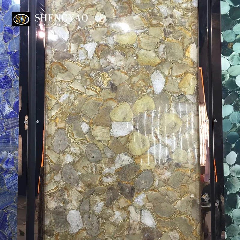 Fossile Halbedelsteinplatte der Chrysantheme