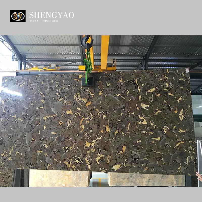 Customized Leopard Grain Stone Gemstone Slab