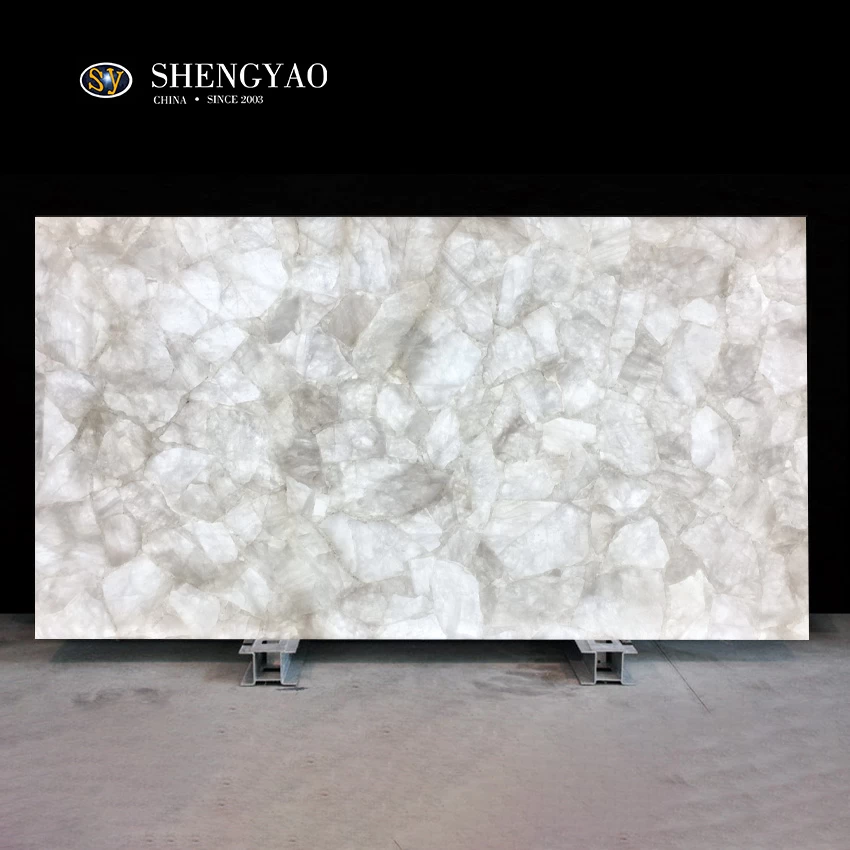 Backlit White Crystal Slab | Gemstone Slab Supplier China