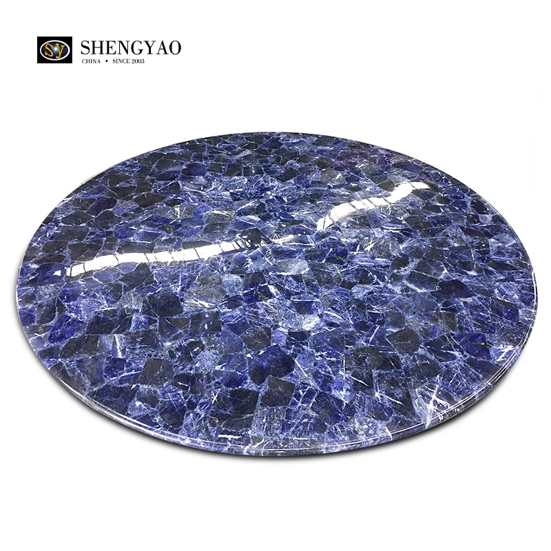 Dessus de table en pierre semi-précieuse Sodalite Blue Jasper, vente en gros de meubles en pierres précieuses