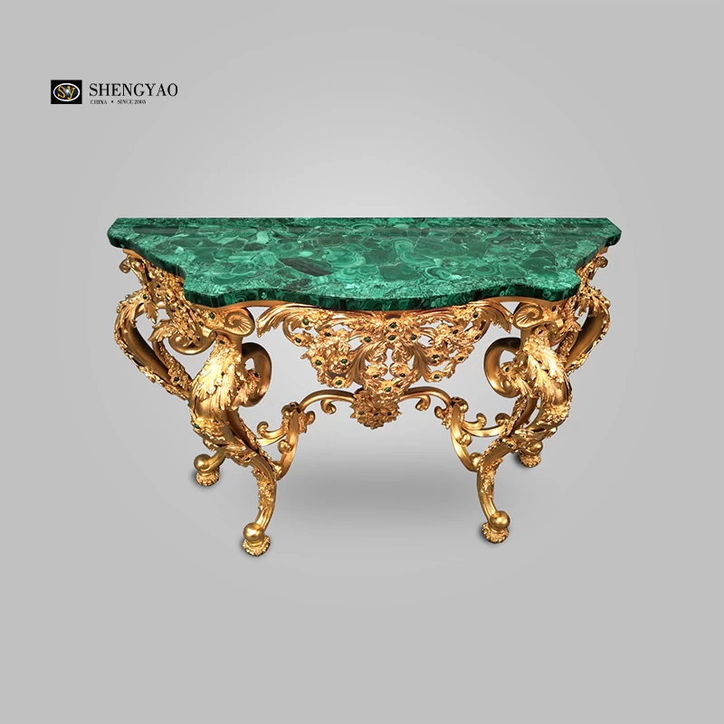 Luxuriöser Malachit-Tisch High-End-Edelsteinmöbel