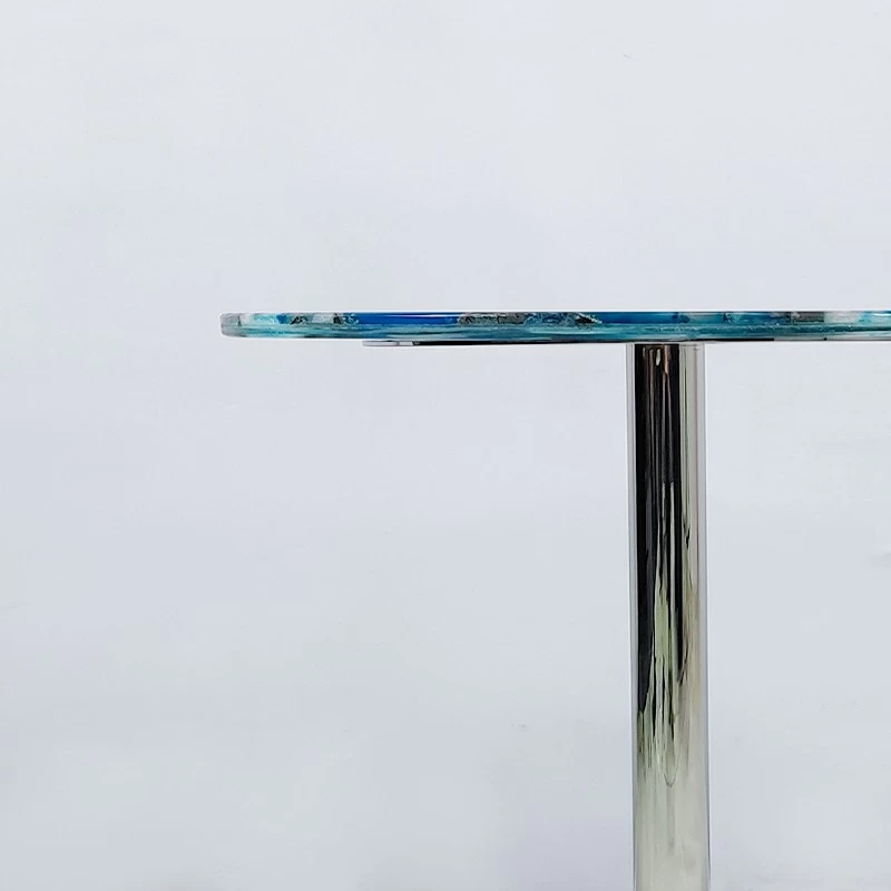 طاولة جانبية فاخرة من العقيق الأزرق ، طاولة أثاث من الأحجار شبه الكريمة