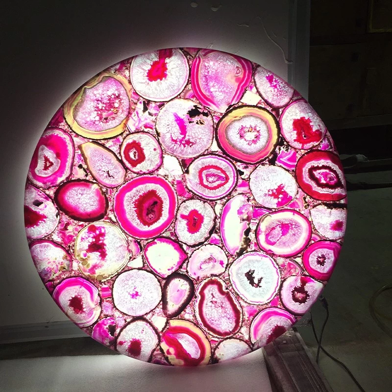 backlit pink agate table tops