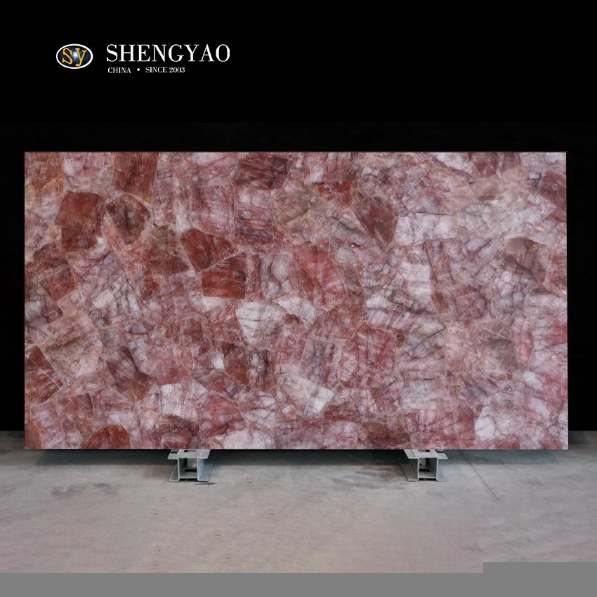 Personnalisez les dalles de quartz hématoïde rouge de quartz de feu, fabricant de dalles de pierre semi-précieuse Chine