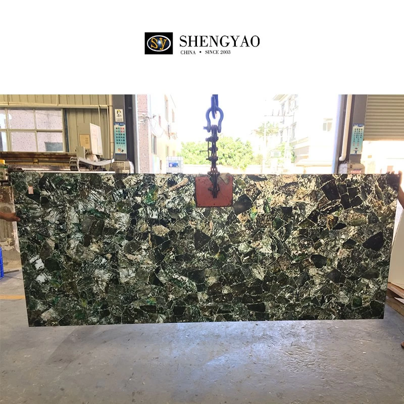 Grande dalle de pierre d'agate de mousse verte | Fournisseur et exportateur de dalles de pierre semi-précieuse