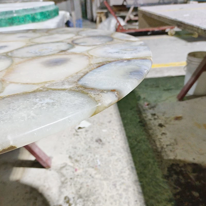 Solid Surface White Agate Geode Stone Countertop,Semi Precious Stone Countertop Supplier