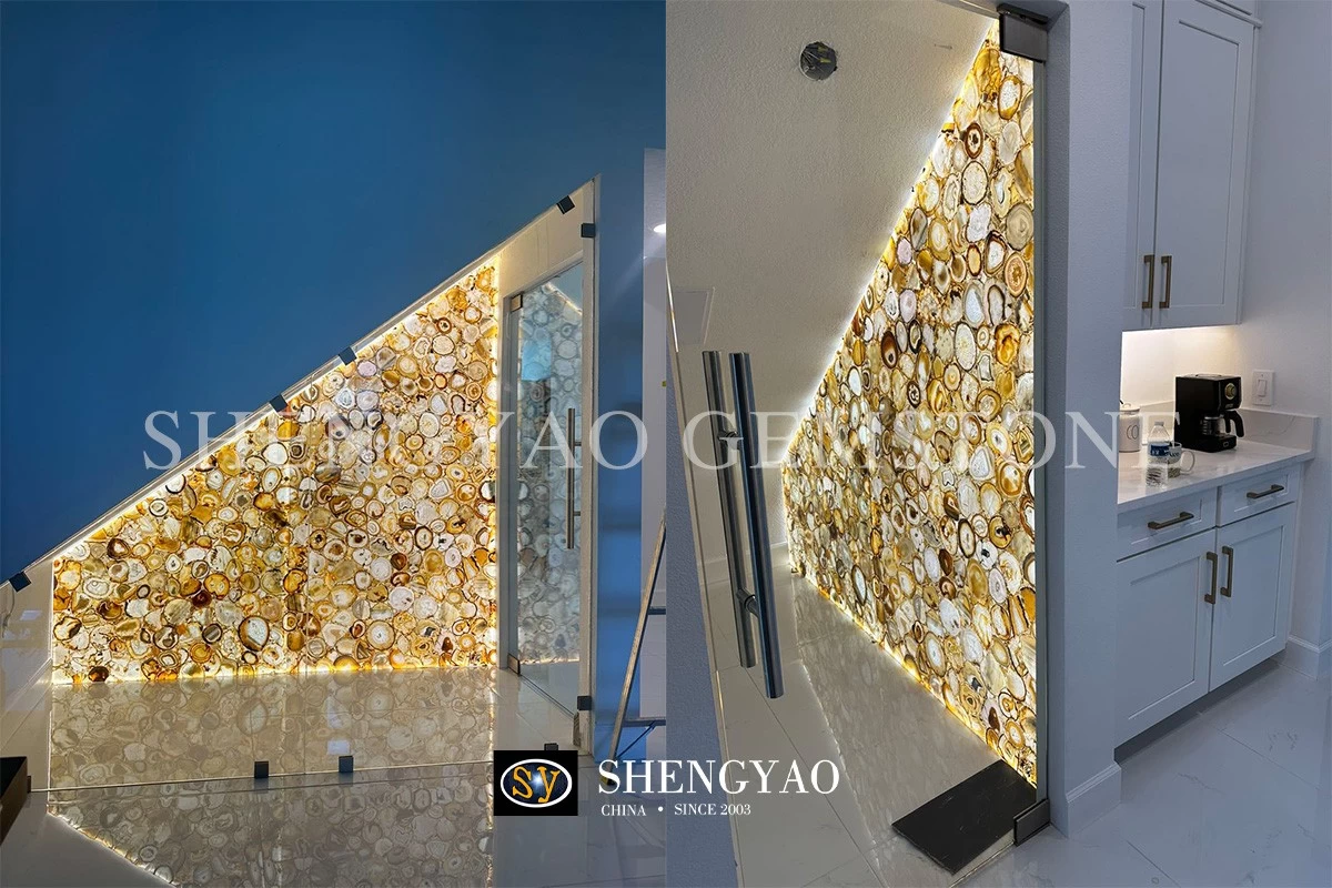 backlit brown agate stone background wall