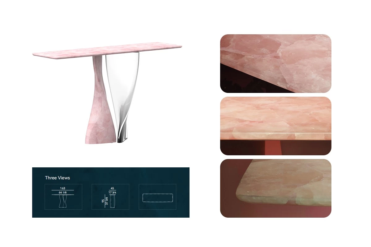 rose quartz gemstone Console Table