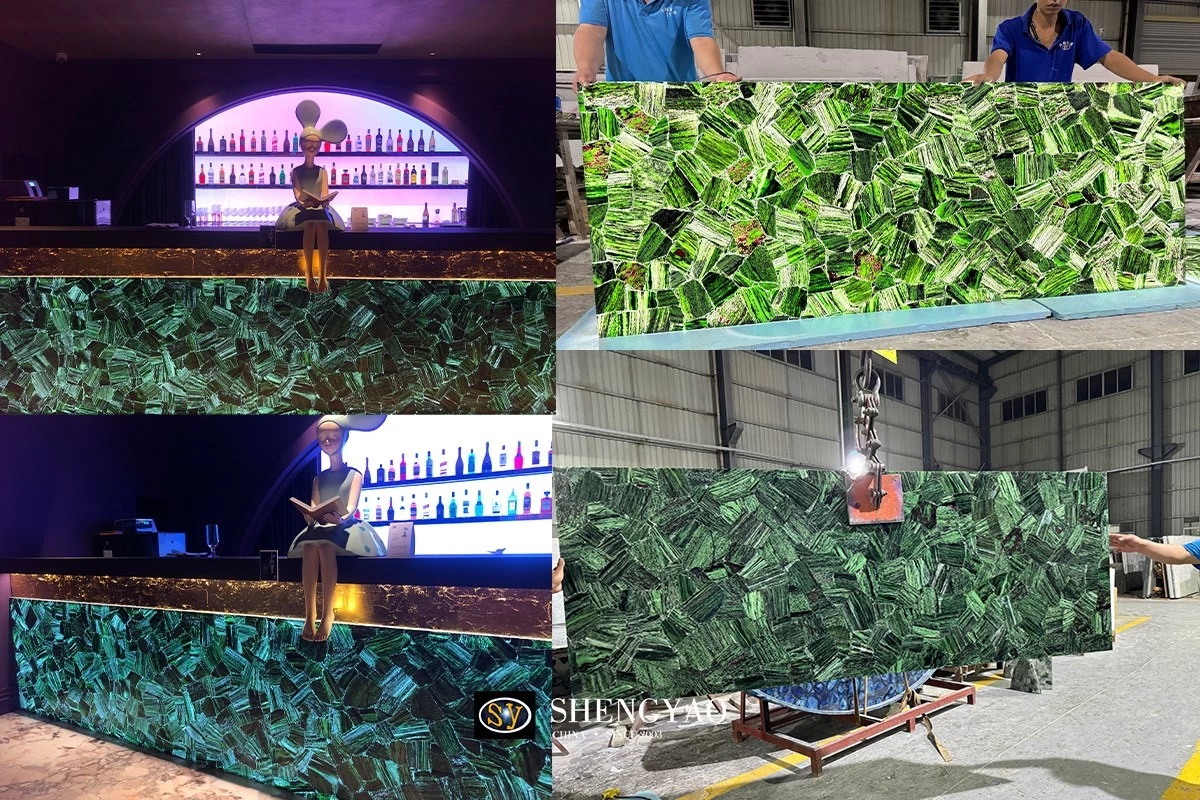 green emerald semi precious stone slab