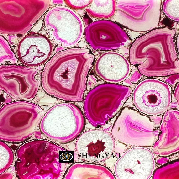 1200x1200 Translucent Pink Agate Flooring Tiles,Backlit Gemstone Tiles Factory