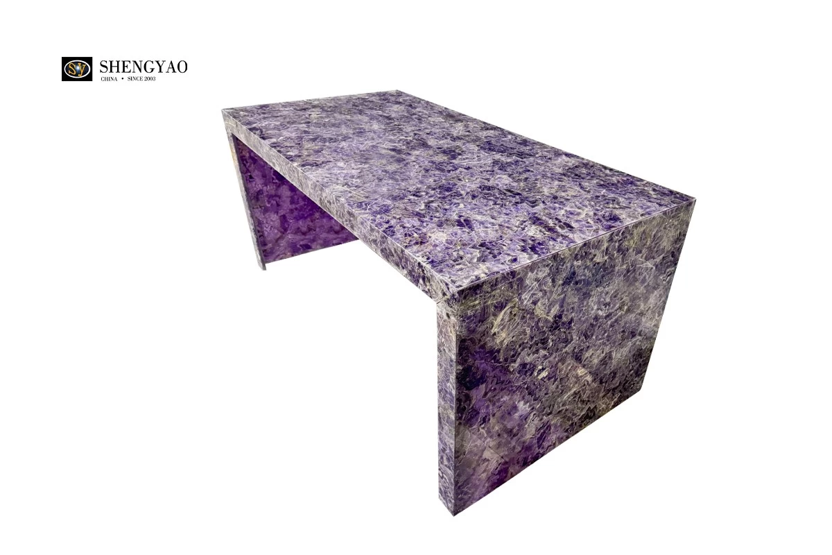 purple crystal quartz amethyst bar counter