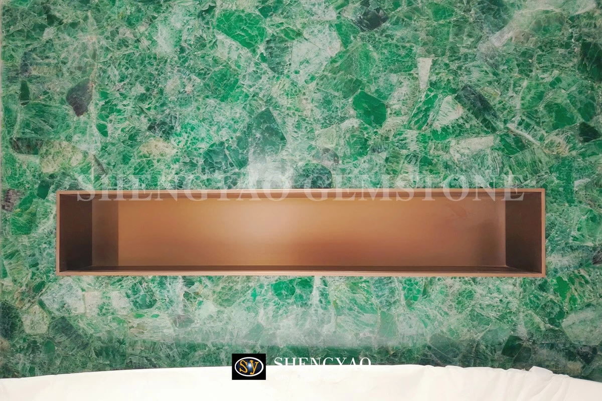 green fluorite semi precious stone slab
