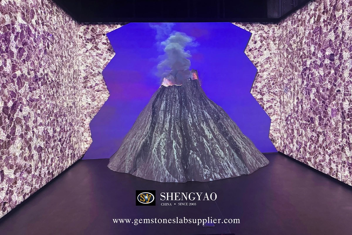 backlit purple crystal translucent amethyst wall
