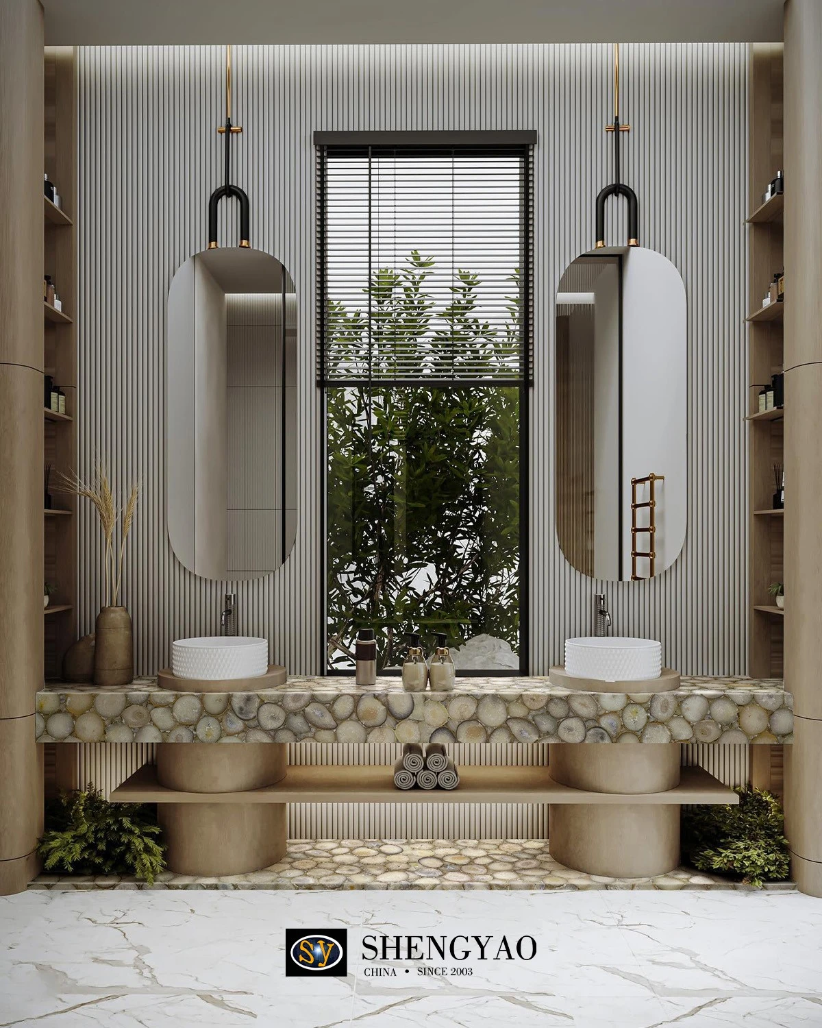 Solid White Crystal agate stone vanity top countertop