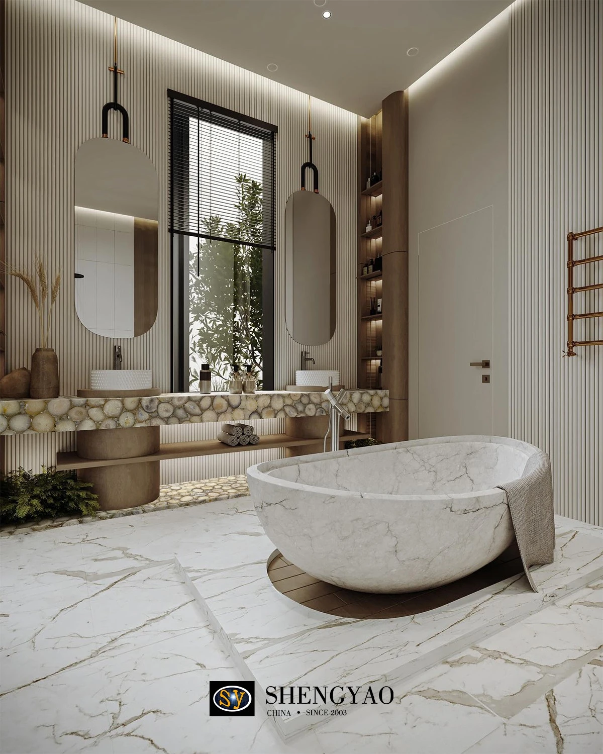 polished white agate stone vanity sink countertop