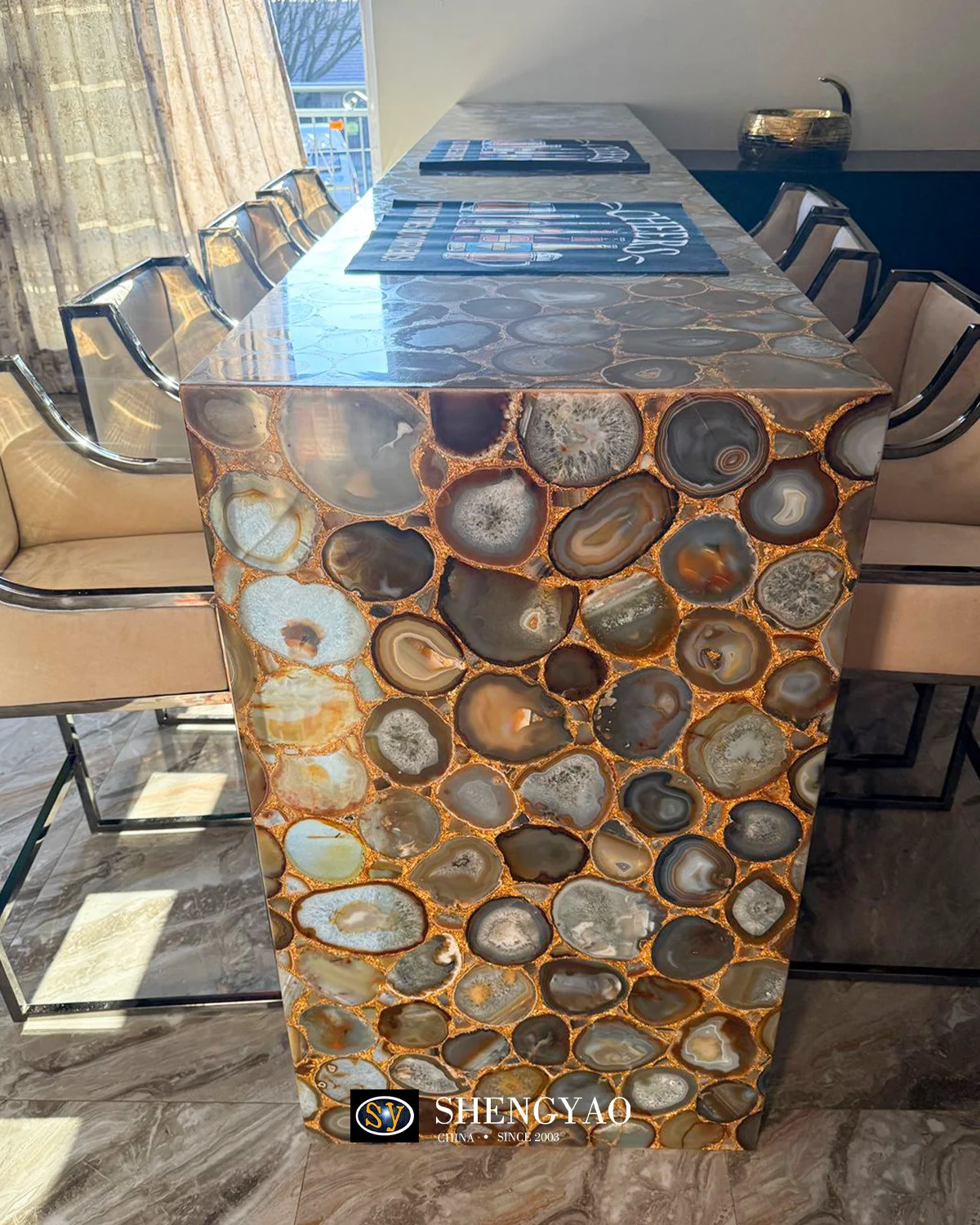 agate stone island bar counter dining table