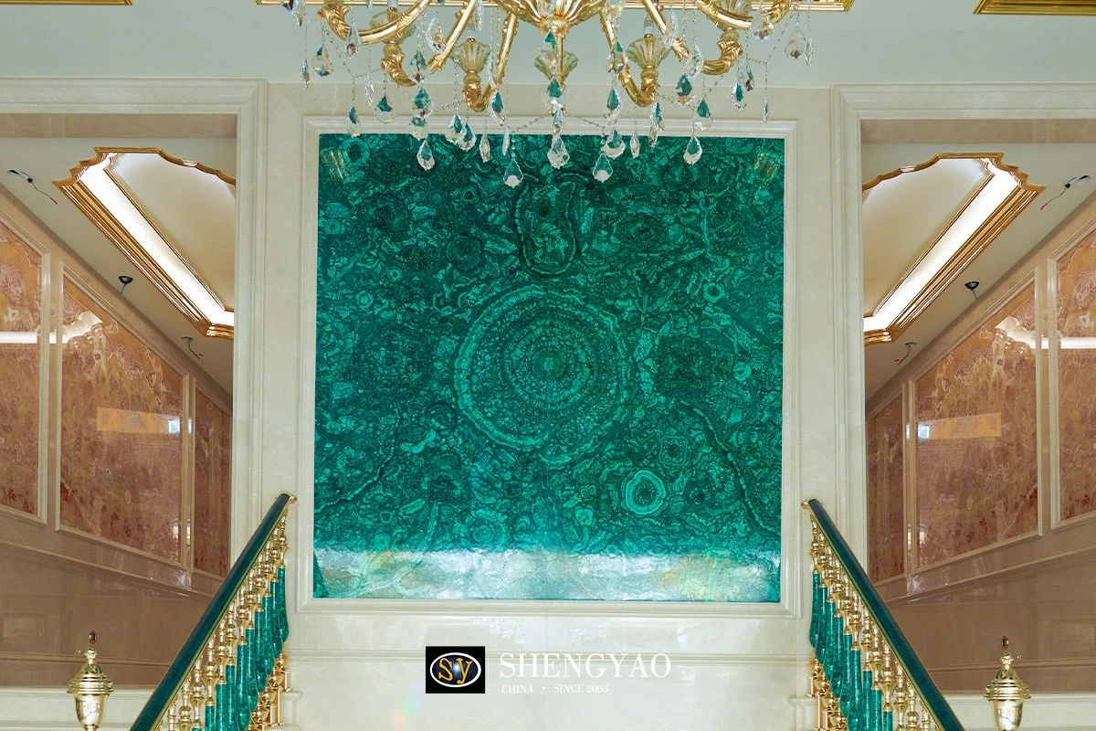 green malachite background wall