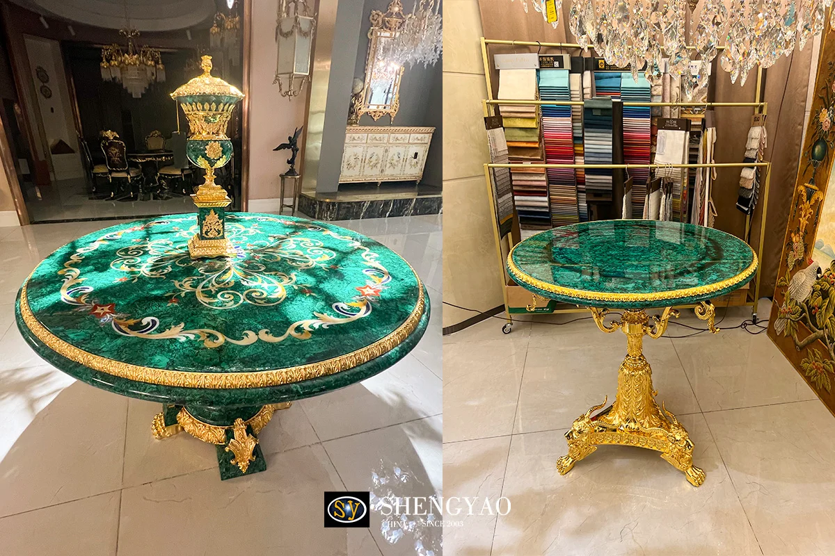 Malachite Furniture table with brass