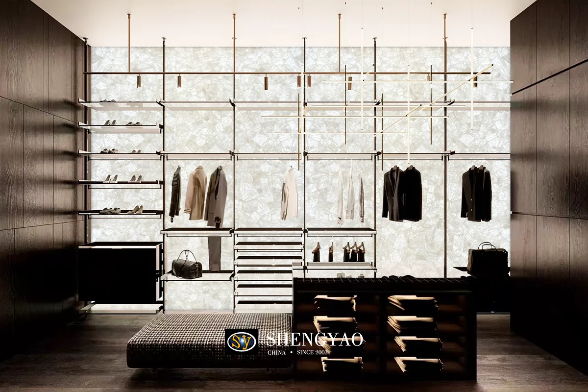 Backlit White Crystal quartz Backlit Wall panel