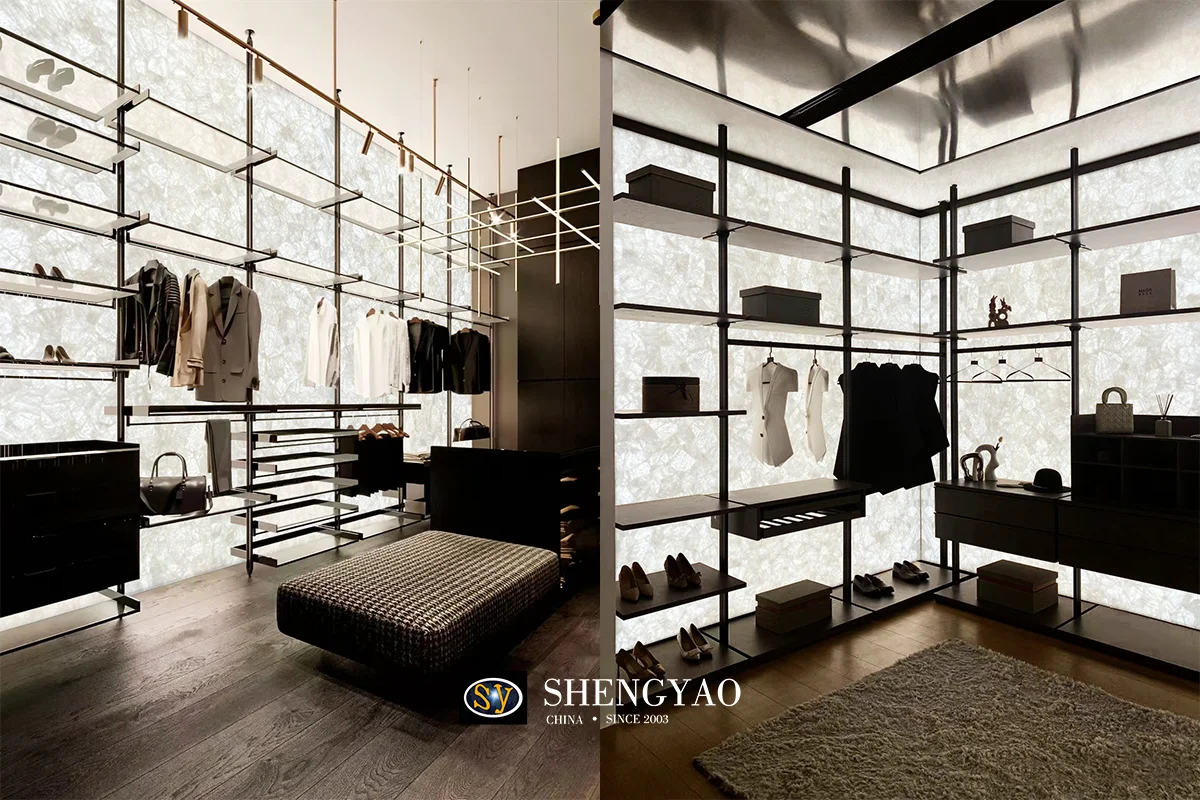 Illuminated Translucent Crystal Stone Background Wall