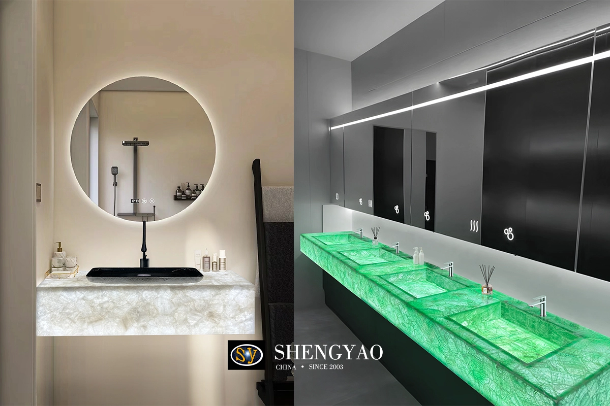 Semi Precious Stone Backlit Vanity and Bathroom Countertop