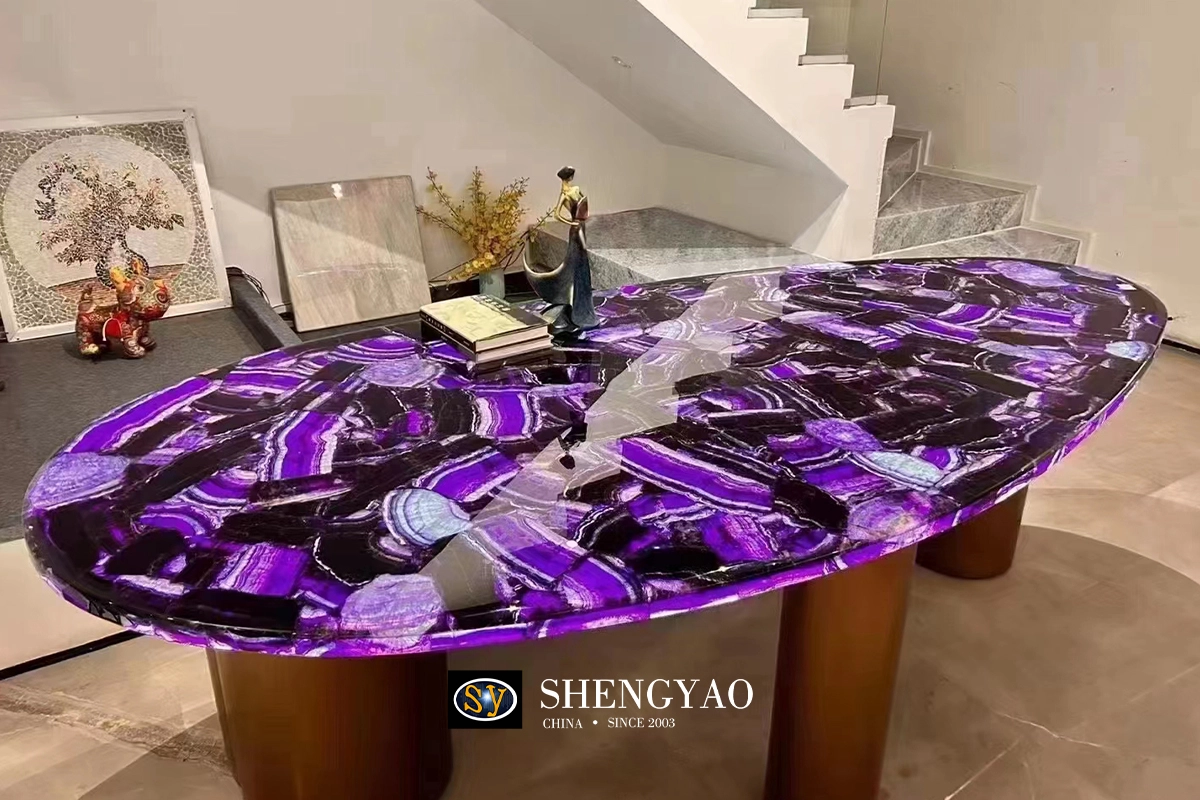 Backlit Gemstone Semi Precious Stone Furniture