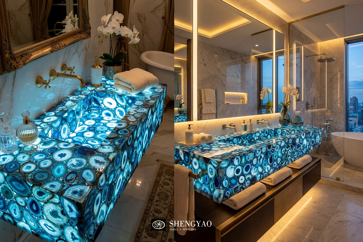 Translucent Semi Precious Stone Wash Basin