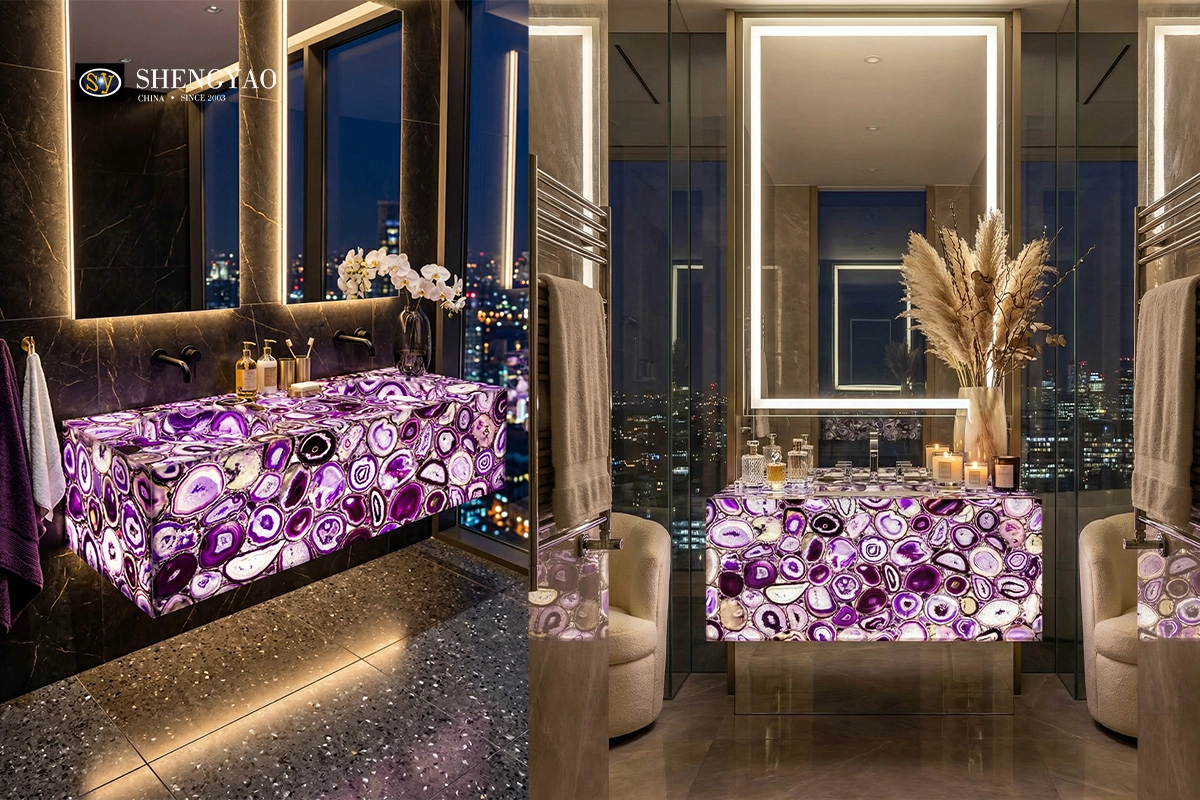 Purple Semi Precious Stone Vanity with Sink 