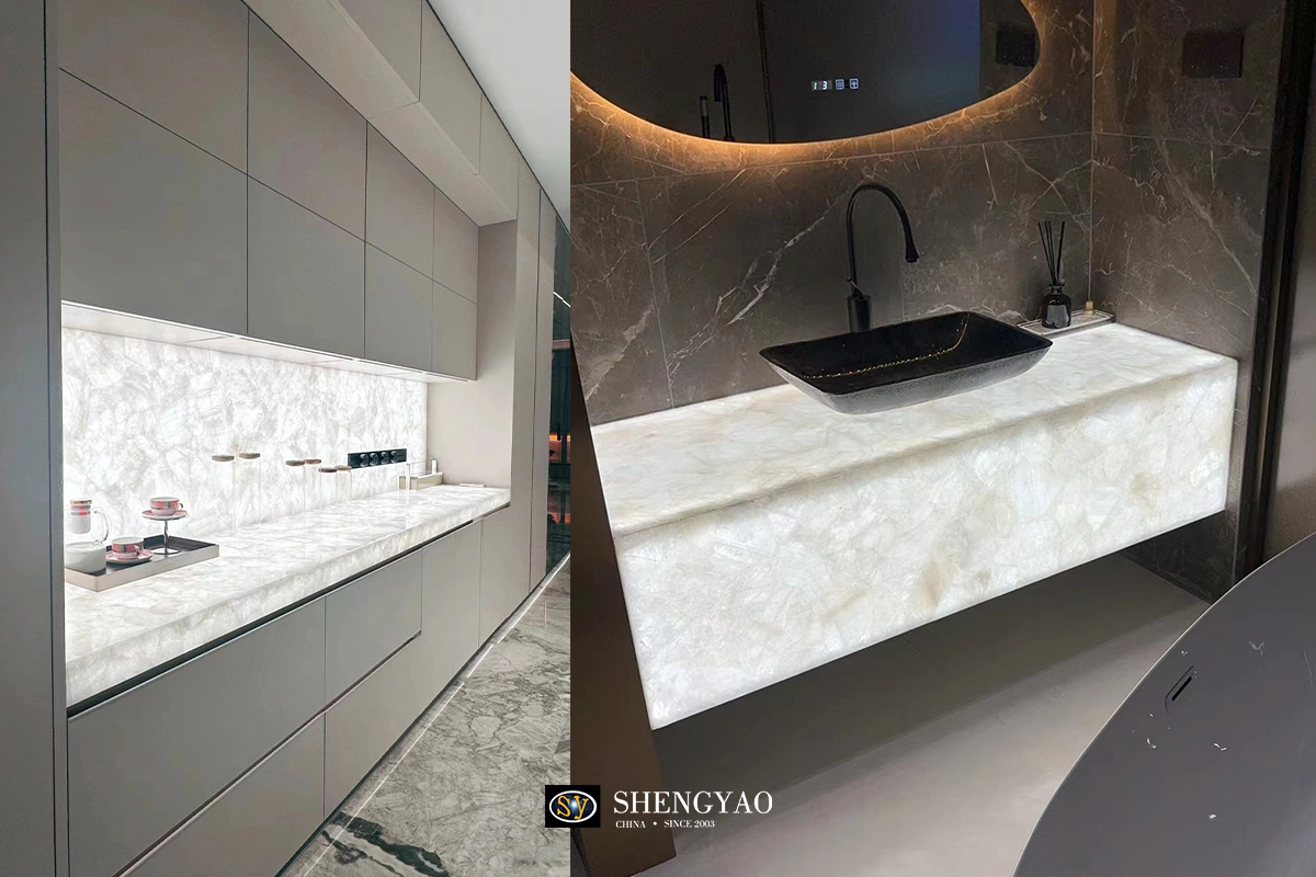 backli white crystal quartz countertop vanity top